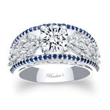 Vintage Moissanite Blue Sapphire Accent Cluster Ring
