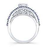 Vintage Moissanite Blue Sapphire Accent Cluster Ring