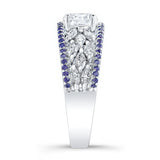 Vintage Moissanite Blue Sapphire Accent Cluster Ring