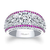 Vintage Moissanite Pink Sapphire Accent Cluster Ring
