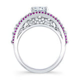 Vintage Moissanite Pink Sapphire Accent Cluster Ring