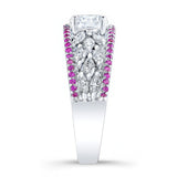 Vintage Moissanite Pink Sapphire Accent Cluster Ring