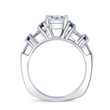 Baguette And Round Moissanite Blue Sapphire Accent Ring
