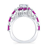 Pink Sapphire Sunflower Engagement Ring
