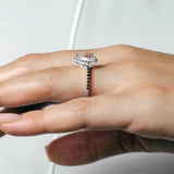 Pear Shaped Moissanite Black Diamond Accent Ring