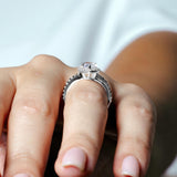 Pear Shaped Moissanite Black Diamond Accent Ring