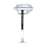 Pear Shaped Moissanite Black Diamond Accent Ring