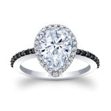 Pear Shaped Moissanite Black Diamond Accent Ring