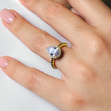 Pear Shaped Moissanite Black Diamond Accent Ring