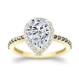Pear Shaped Moissanite Black Diamond Accent Ring
