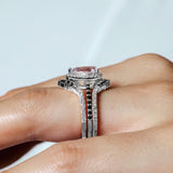 Pear Shaped Moissanite Black Diamond Accent Wedding Set With 2 Bands