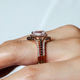 Pear Shaped Moissanite Black Diamond Accent Wedding Set With 2 Bands