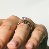 Pear Shaped Moissanite Black Diamond Accent Wedding Set With 2 Bands
