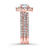 Classic Halo Moissanite Bridal Set With 2 Bands