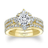 Classic Halo Moissanite Bridal Set With 2 Bands