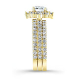 Classic Halo Moissanite Bridal Set With 2 Bands