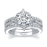 Classic Halo Moissanite Bridal Set With 2 Bands