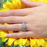 Starburst Moissanite Wedding Ring Set With 2 Bands