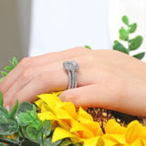 Starburst Moissanite Wedding Ring Set With 2 Bands