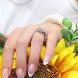Starburst Moissanite Wedding Ring Set With 2 Bands
