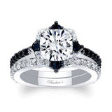 Halo Cushion Cut Moissanite Wedding Ring Set With Black Diamonds