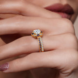 Halo Cushion Cut Moissanite Wedding Ring Set With Blue Sapphires