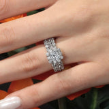 1 Carat Diamond Halo Ring Set With 2 Bands