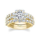 1 Carat Diamond Halo Ring Set With 2 Bands