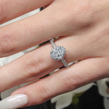 2 Carat Oval Moissanite Halo Engagement Ring