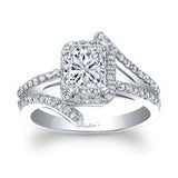 Rectangle Halo Radiant Cut Moissanite Engagement Ring