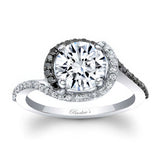 Black Diamond Accent Half Halo Engagement Ring