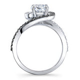 Black Diamond Accent Half Halo Engagement Ring