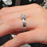 Halo Solitaire Moissanite Wedding Ring Set