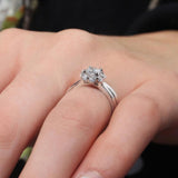 Halo Solitaire Moissanite Wedding Ring Set