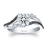 Curved Split Shank Moissanite Black Diamond Accent Ring