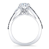 Curved Split Shank Moissanite Black Diamond Accent Ring