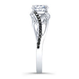 Curved Split Shank Moissanite Black Diamond Accent Ring