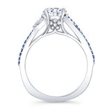 Curved Split Shank Moissanite Sapphire Accent Ring