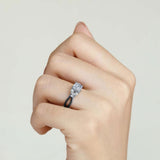 Black Diamond Accent Leaf Ring