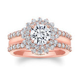 Starburst Moissanite Bridal Set With Two Bands