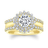 Starburst Moissanite Bridal Set With Two Bands
