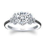 Moissanite Black Diamond Accent Leaf Engagement Ring