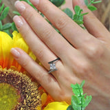 Black Diamond Accent Princess Cut Bypass Ring