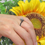 Black Diamond Accent Princess Cut Bypass Ring
