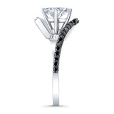 Black Diamond Accent Princess Cut Bypass Ring