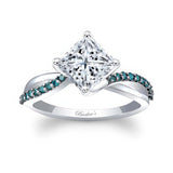 2 Carat Princess Cut Blue Diamond Accent Twist Engagement Ring
