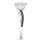 Princess Cut Black Diamond Accent Twist Engagement Ring