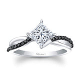 Princess Cut Black Diamond Accent Twist Engagement Ring