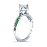 Princess Cut Emerald Accent Twist Engagement Ring