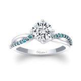 Twisted Moissanite Engagement Ring With Blue Diamonds